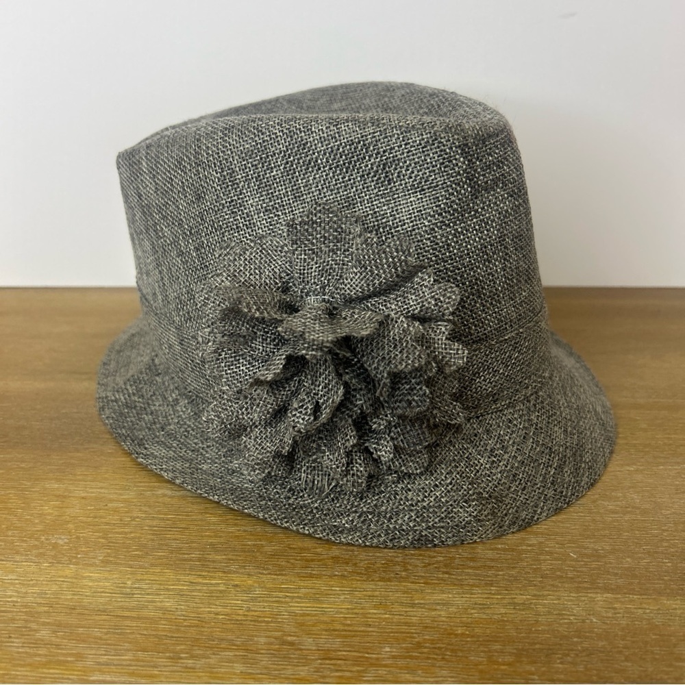 Vintage Ellen Tracy Tweed Gray And Black Fedora One Size Fits Hat - Picture 1 of 7